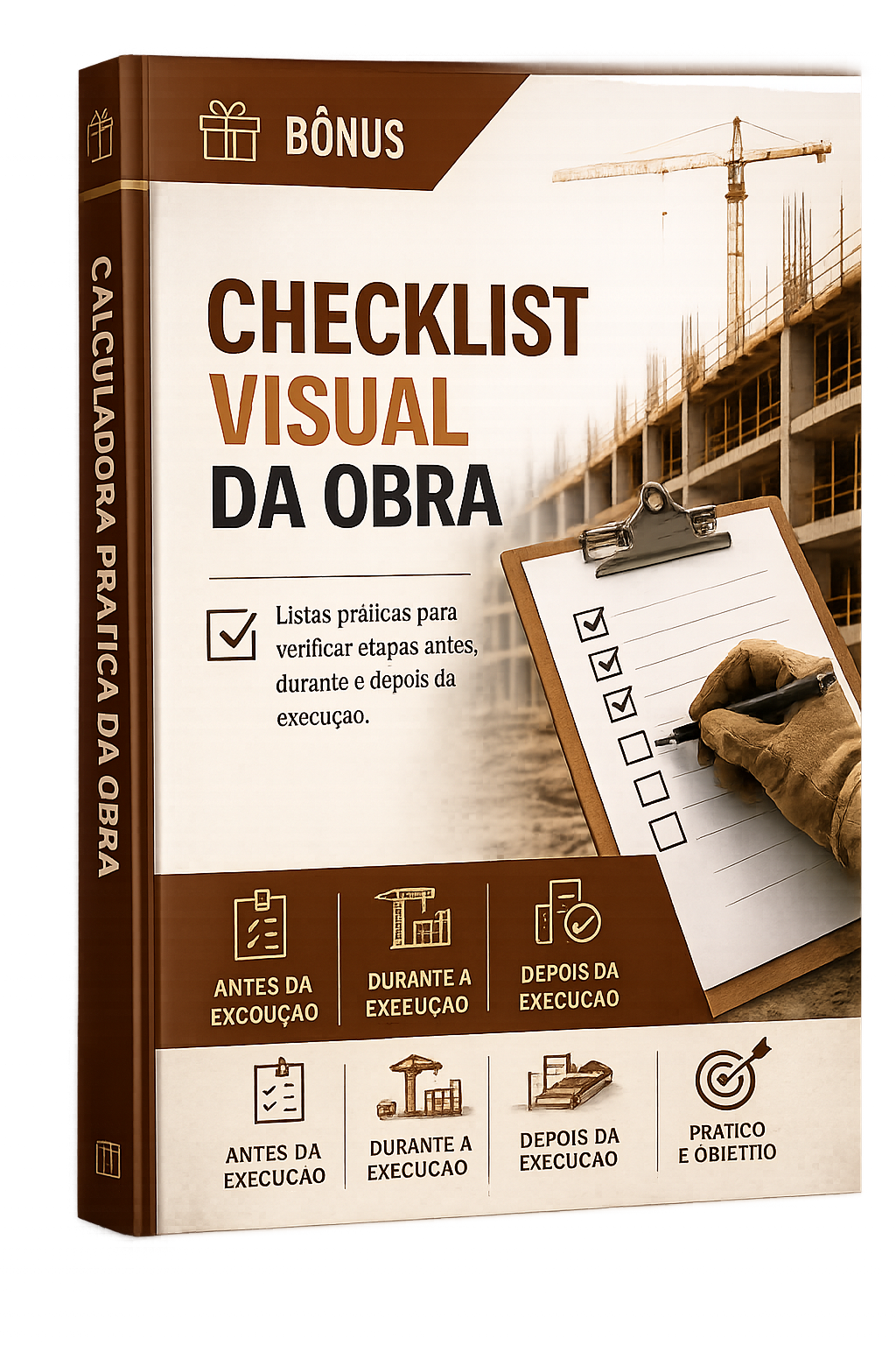 Mockup do bônus Checklist Visual da Obra