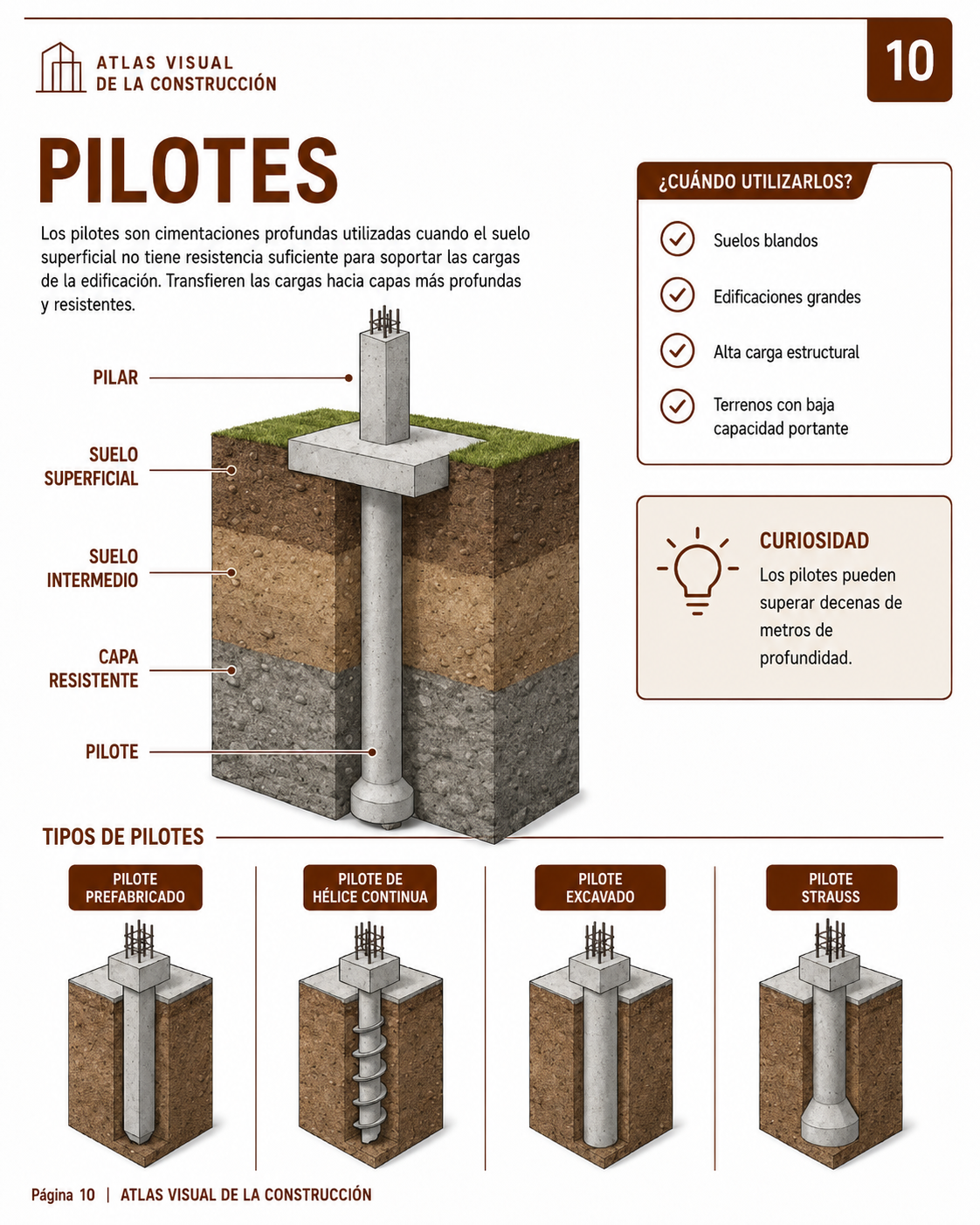 Página del Atlas Visual de la Construcción: Pilotes